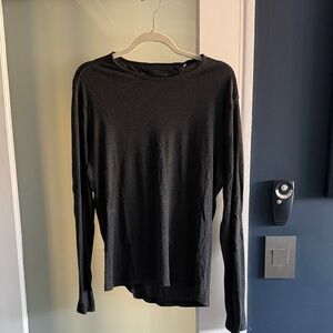 John Varvatos Charcoal Long Sleeve Crewneck Top